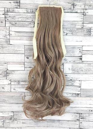 Накладной хвост русый волнистый №12/613 на ленте шиньон термо искусственный
