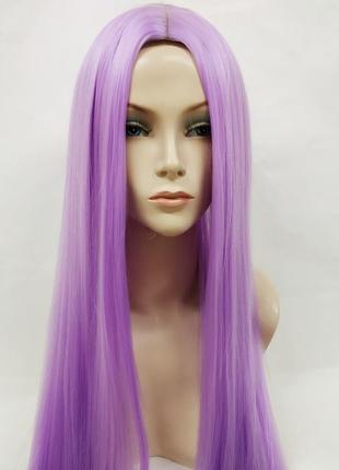 Парик фиолетовый светлый длинный прямой без челки с пробором женский для женщин 100см...