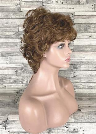 Парик русый золотистый светло-коричневый мелирование короткий короткая стрижка женский...