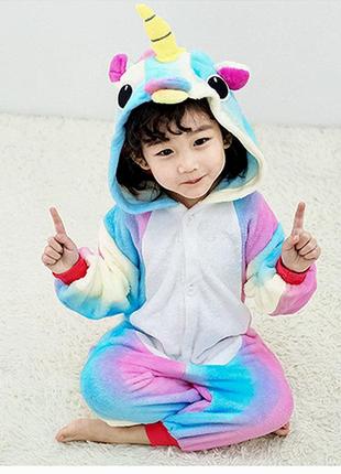 Кигуруми единорог радужный разноцветный пижама для детей мальчиков и девочек на рост 132-140 размер 134 140