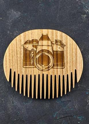 Гребінь для бороди фотокамера з натурального дерева