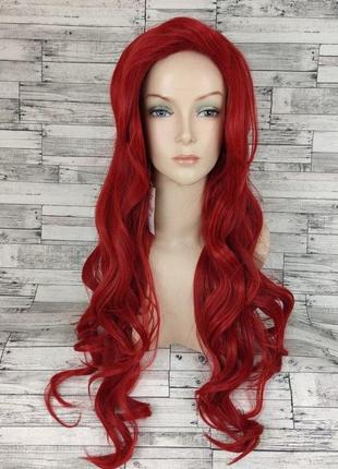 Парик красный длинный волнистый с начесом женский для женщин 75см из искусственных волос
