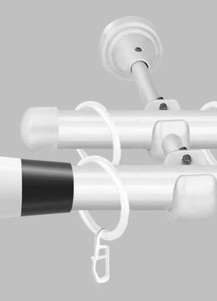 Карниз для штор металлический, двухрядный 19 мм , белый валео (белый+черный)