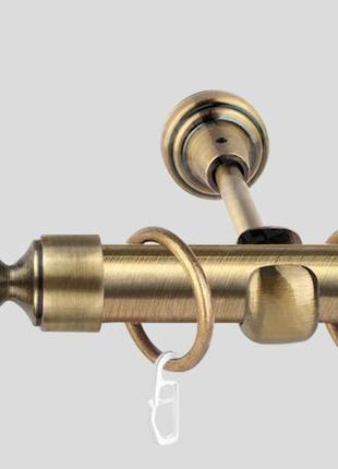 Карниз для штор однорядный металлический 19 мм, белый кристалл (комплект) антик