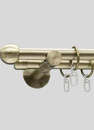Карниз для штор металевий античний, дворядний 19 мм (комплект) куля099 кронштейн циліндр