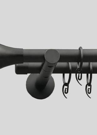 Черный матовый карниз для штор металлический, двухрядный 19 мм (комплект) принц кронштейн цилиндр
