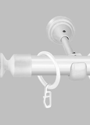 Білий карниз для штор металевий, однорядний 19 мм (комплект) білий