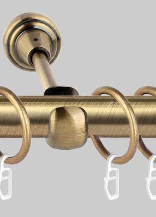 Карниз для штор металлический, однорядный 19 мм заглушка антик