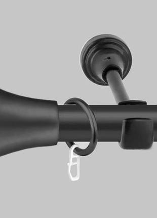 Чорний матовий карниз для штор металевий, однорядний 19 мм (комплект) принц