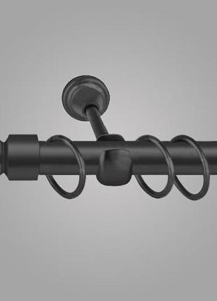 Черный матовый карниз для штор металлический, однорядный 19 мм (комплект) калисто
