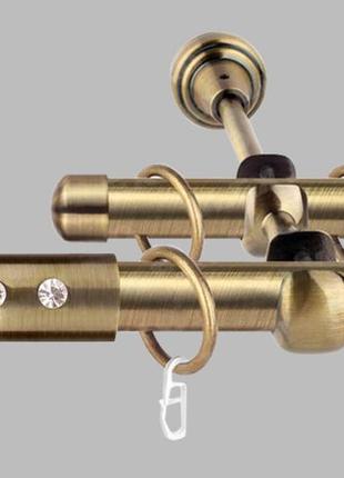 Карниз для штор двухрядный металлический 19 мм, алюр аник комплект