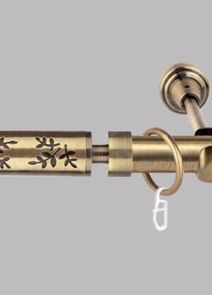 Карниз для штор однорядный металлический 19 мм, флора  (комплект) антик
