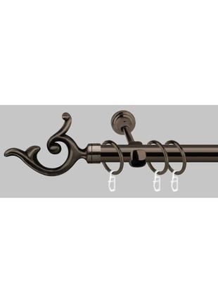 Карниз для штор металлический, однорядный 19 мм, черный блеск (ем148)