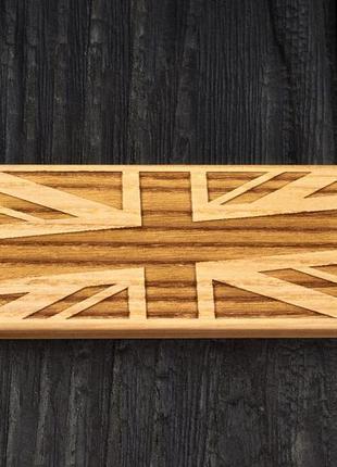 Гребінь висувний "британський прапор" з натурального дерева на магнітах4 фото
