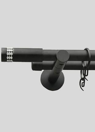 Черный матовый карниз для штор металлический, двухрядный 19 мм (комплект) хантос кронштейн цилиндр