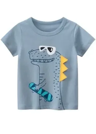 27 kids футболка для мальчика с изображением динозавра синяя funny dinosaur