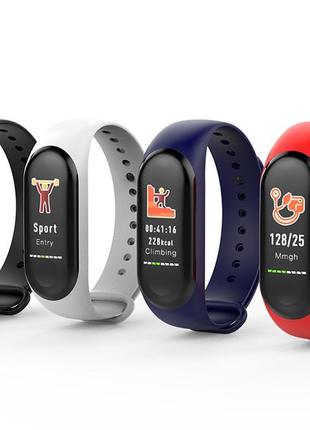 Фітнес браслет трекер mi band m3 кліпса зарядка, жіночі чоловічі розумні смарт годинник чорний3 фото