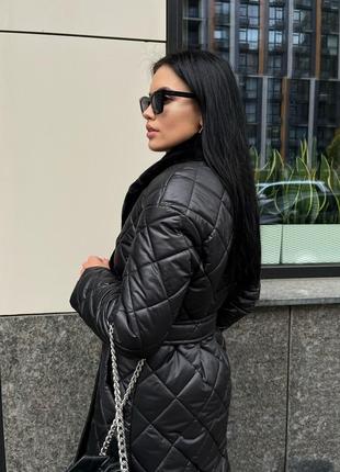 Зимнее женское теплое черное стеганное пальто стокгольм2 фото