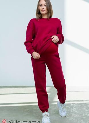 Теплый спортивный костюм для беременных и кормящих vieno st-42.012 бордовый