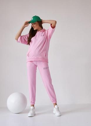 Летний спортивный костюм для беременных и кормящих розовый