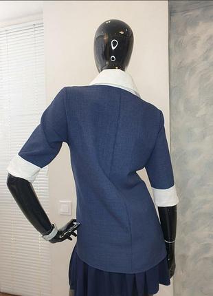 Классическая блуза з рукавами 3/4 ,білими манжетами та коміром7 фото