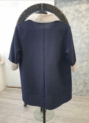 Классическая блуза з рукавами 3/4 ,білими манжетами та коміром3 фото