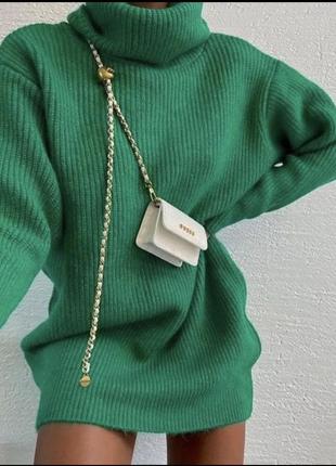 Шикарный свитер- туника изумрудного цвета от h&m