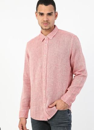 В наявності сорочка / рубашка / в наличии  льняная рубашка розовая / рубашка с длинным рукавом  / colin's/ колинс / летняя рубашка / легкая сорочка /