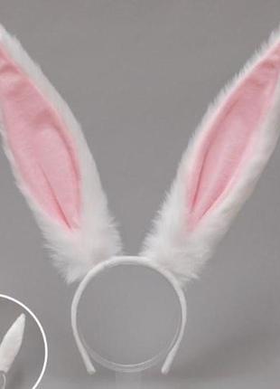 Ободок кролик, ушки белые, косплей, аниме, манги, заяц, арт 38611 фото