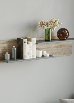 Поличка настінна moreli t-4 ш1100*в250*г216 дуб сонома-антрацит