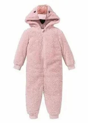 Кигуруми, комбинезон меховушка розовый фламинго lupilu (германия) 98-116 см