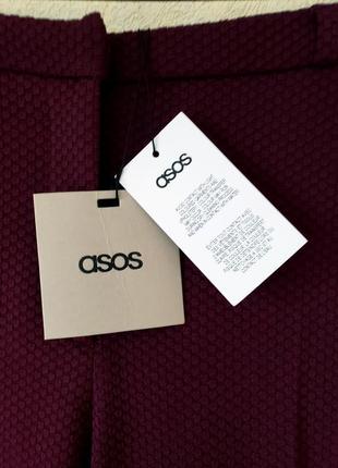 Новые текстурированные зауженные стречевые  брюки с карманами  марсал asos