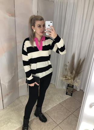 Кофта в полоску полосатий светр кофта-сорочка оверсайз