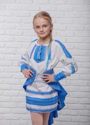 Костюм дитячий україночка блакитний (98, 104, 110)2 фото