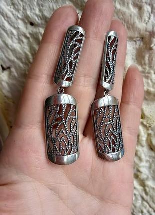Серебряные серьги  подвески без вставок