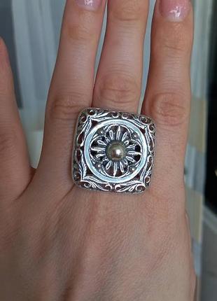 Серебряное кольцо  без вставок квадратной форммы3 фото
