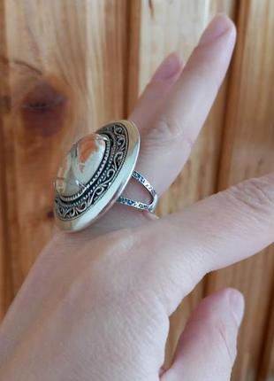 Серебряное кольцо с яшмой брекчия4 фото