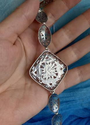 Серебряный браслет с горным хрусталем(имитация)7 фото