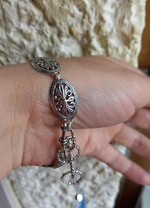 Серебряный браслет с горным хрусталем(имитация)9 фото