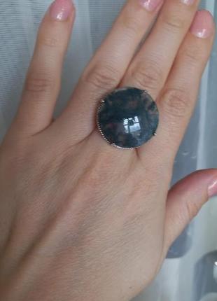 Серебряное кольцо с моховым агатом3 фото