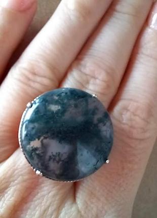 Серебряное кольцо с моховым агатом1 фото