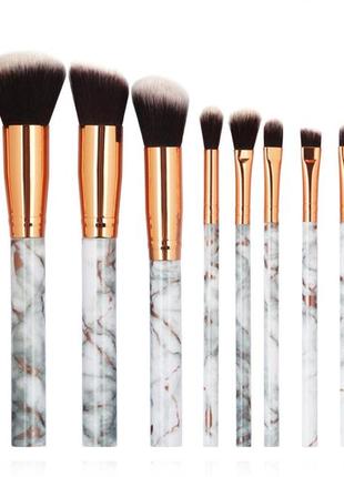 Набор кистей для макияжа maange makeup brush set marble серый (10шт)1 фото