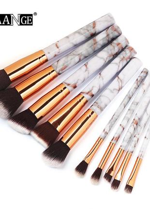 Набор кистей для макияжа maange makeup brush set marble серый (10шт)2 фото