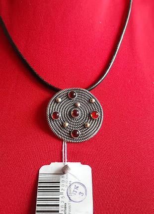 Серебряный подвес мексика с камнем цвета гранат