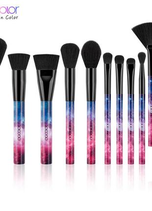 Набор кистей для макияжа профессиональный docolor professional makeup brush set galaxy stars градиент (12шт)1 фото