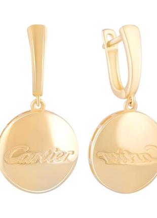 Золотые серьги "cartier" в желтом золоте
