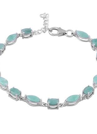 Серебряный браслет с натуральным изумрудом