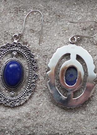 Сережки ляпи ( лазурит) у срібному. індія етно