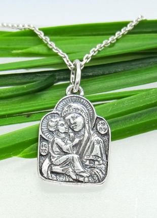 Серебряная ладанка "владимирская икона божией матери 2"3 фото