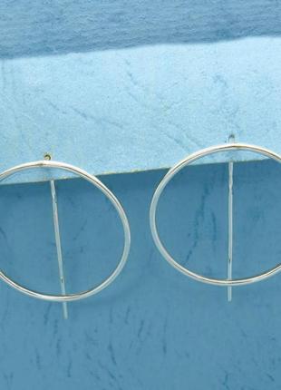 Срібні сережки "коло і паличка 3,5 см"4 фото